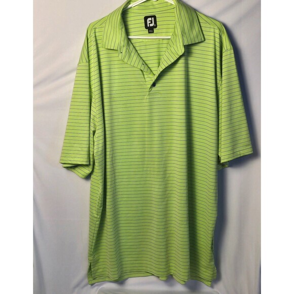 Footjoy FJ Performance‎ Golf Polo Shirt XXL - Green Striped, Breathable - Picture 1 of 11